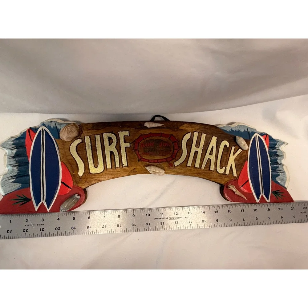 Ron Jon Surf Shop Surf Shack Wood Wall Sign Seashells Beach Decor 21 Inch